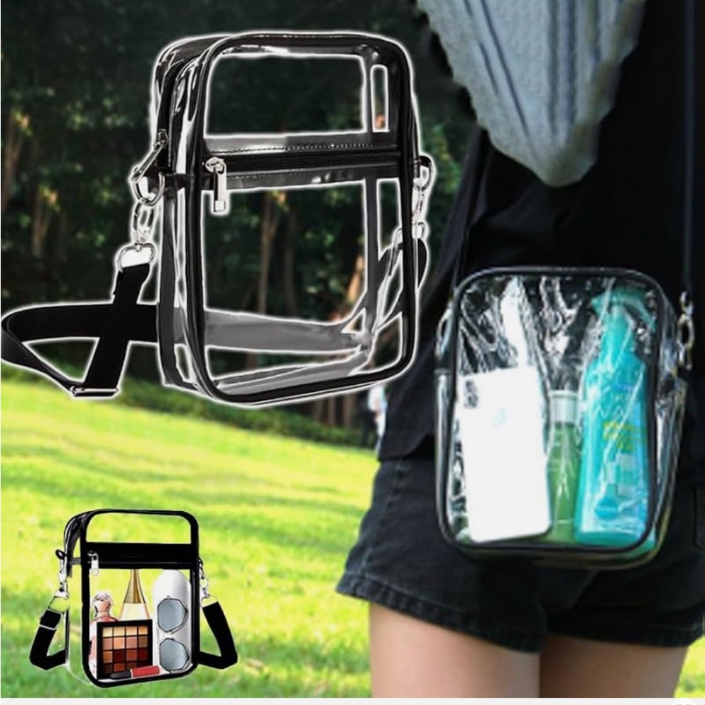 Clear Crossbody Bag with Black Trim